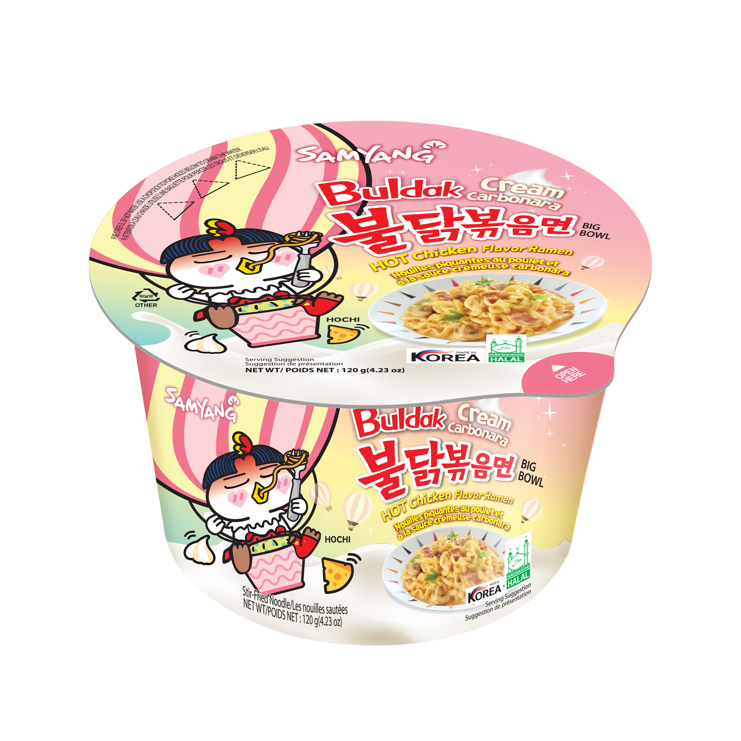 SAMYANG Cream carbonara hot chicken noodle cup 크림까르보불닭볶음면 큰컵 105g