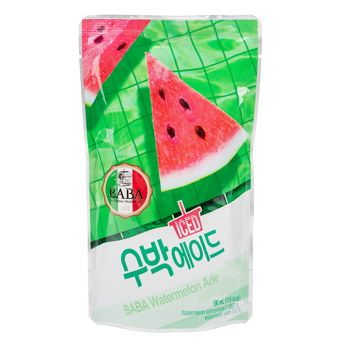 WOONGIN Baba watermelon ade Pouch 바바 수박 에이드 190ml