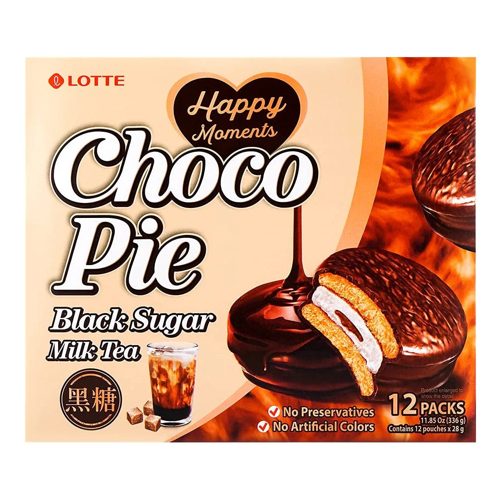 LOTTE Choco Pie(Black Sugar Milk Tea) 초코파이 흑당 밀크티 12개입