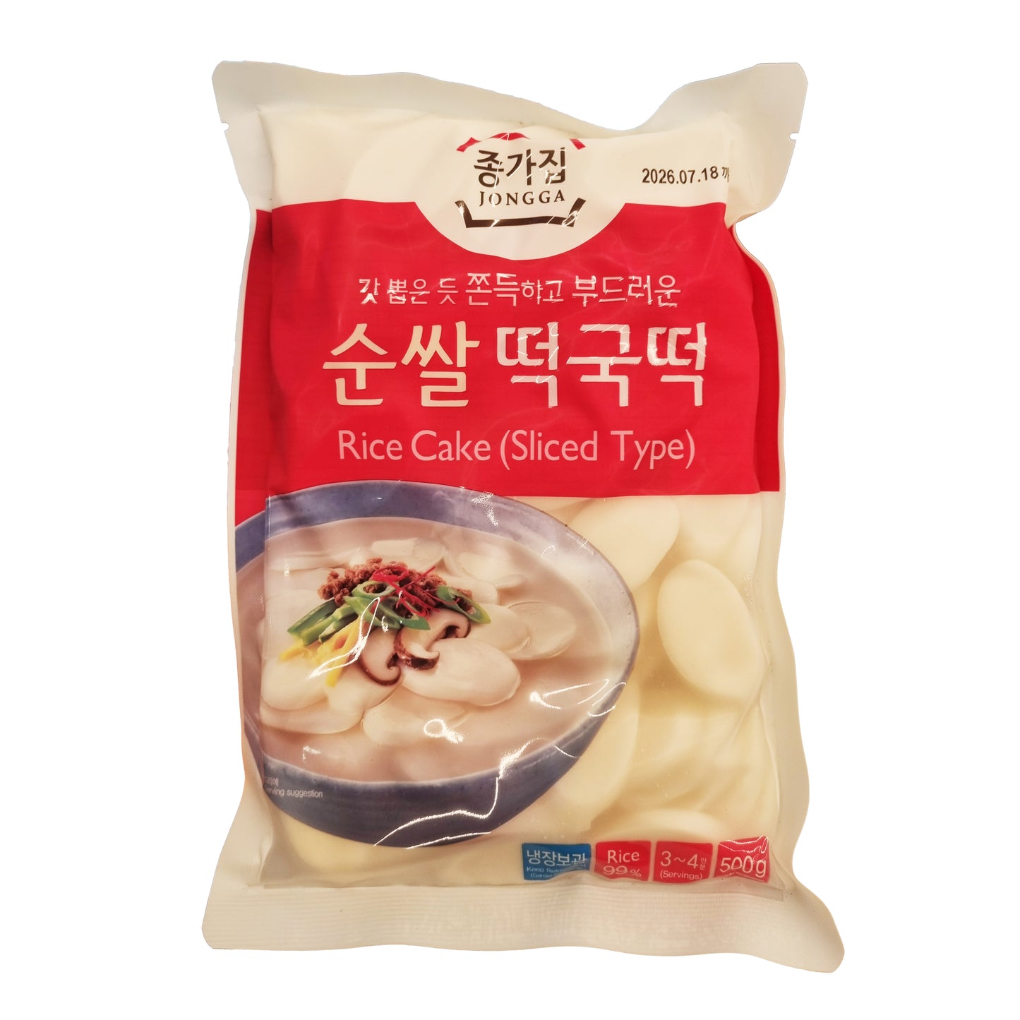 JONGGA Sliced rice cake 순쌀 떡국떡 500g