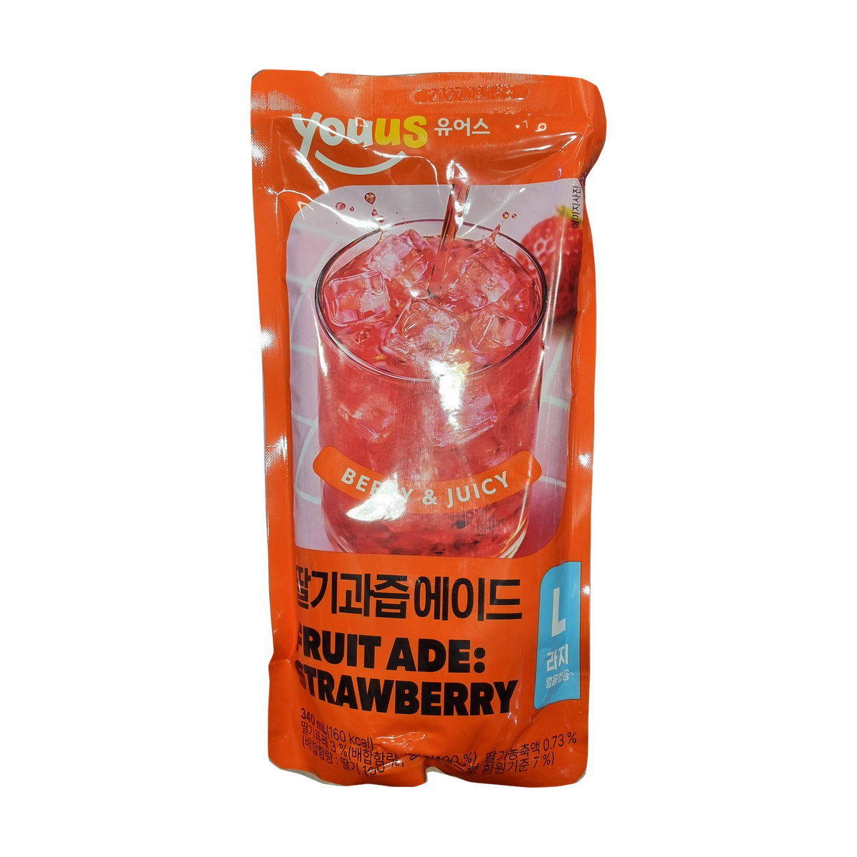 GS25 Youus Fruit Ade Strawberry YOUUS 딸기 과즙에이드 340ml