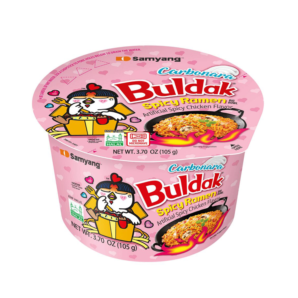 SAMYANG Carbonara hot chicken noodle big bowl 까르보 불닭볶음면 큰컵 105g