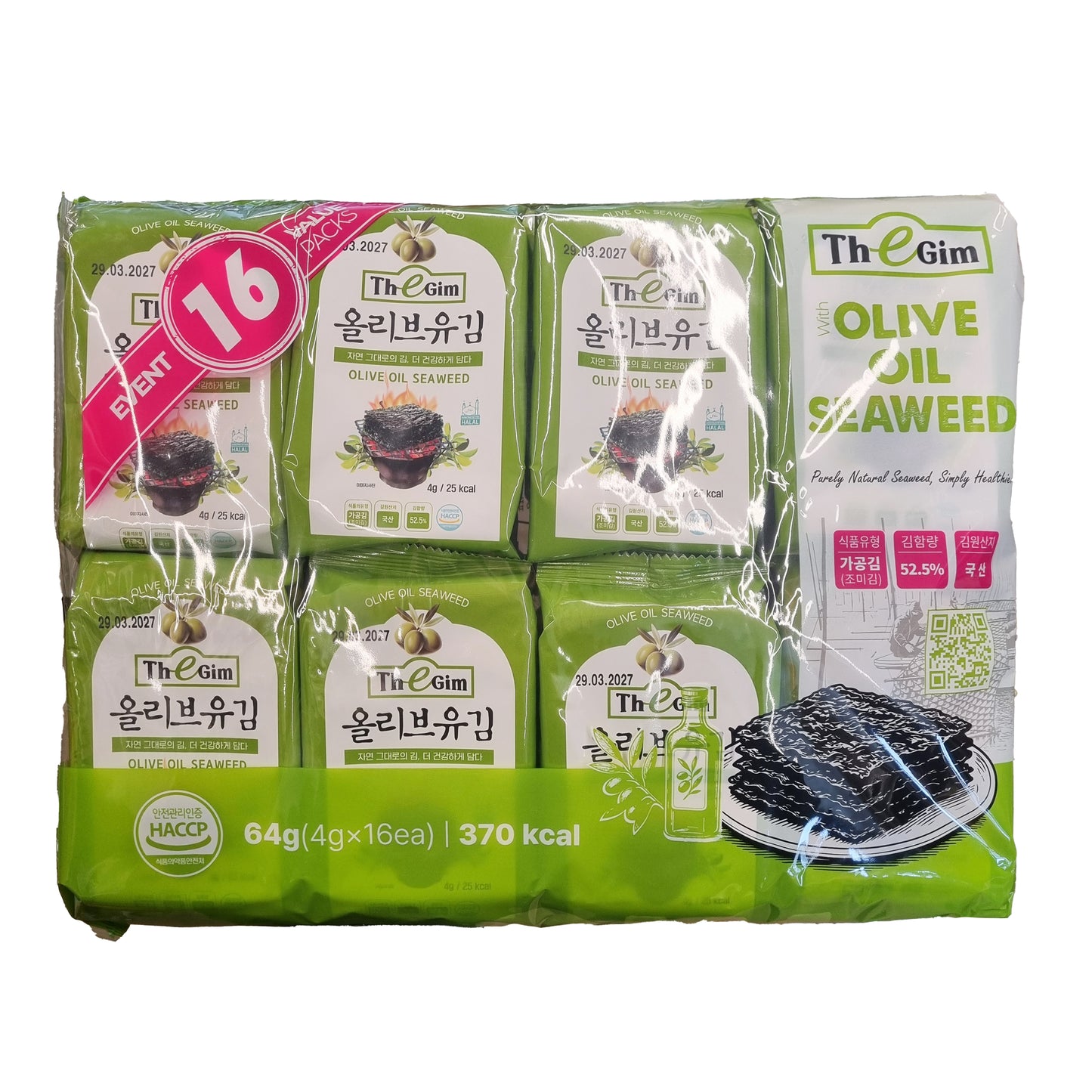 THEGIM Olive Oil Seaweed 올리브유김 16봉 4g*16p
