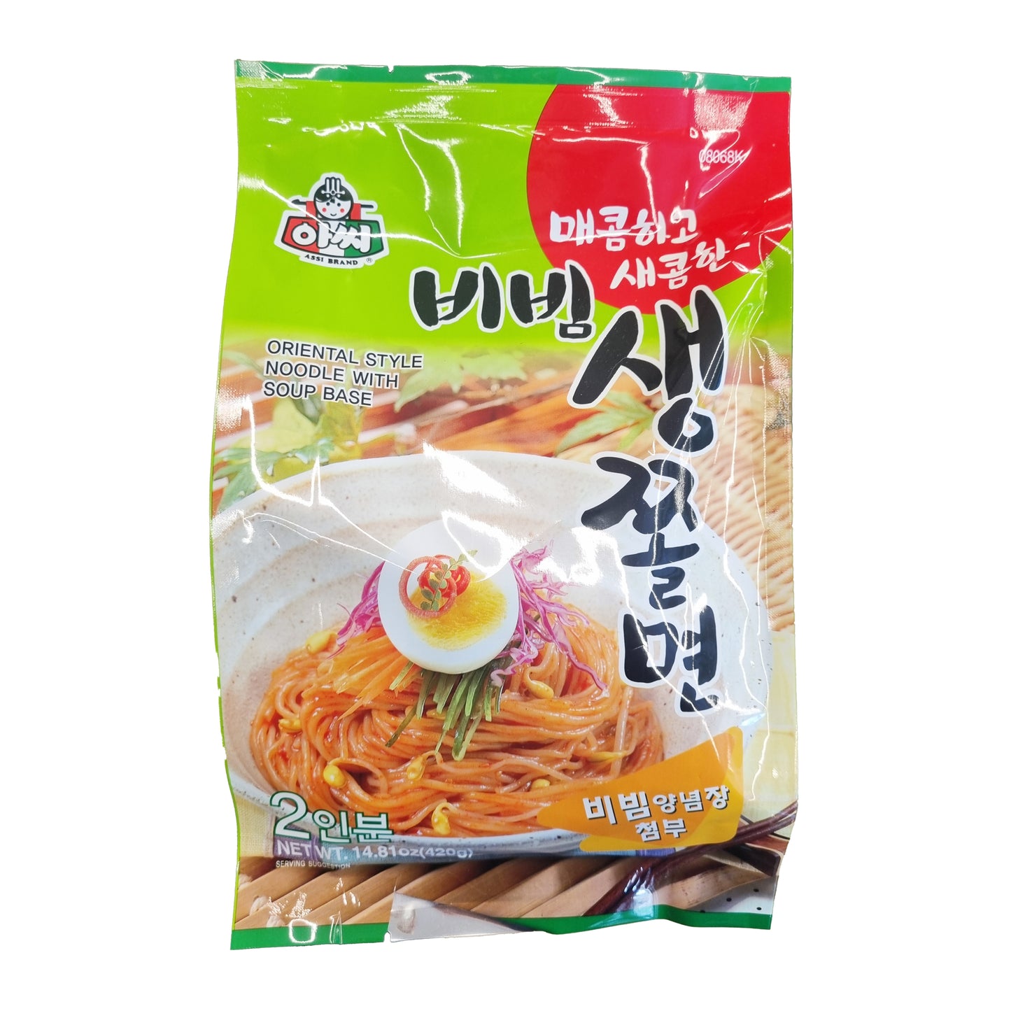 ASSI Bibim sweet&spicy sour cold noodle 비빔 즉석 생쫄면 420g