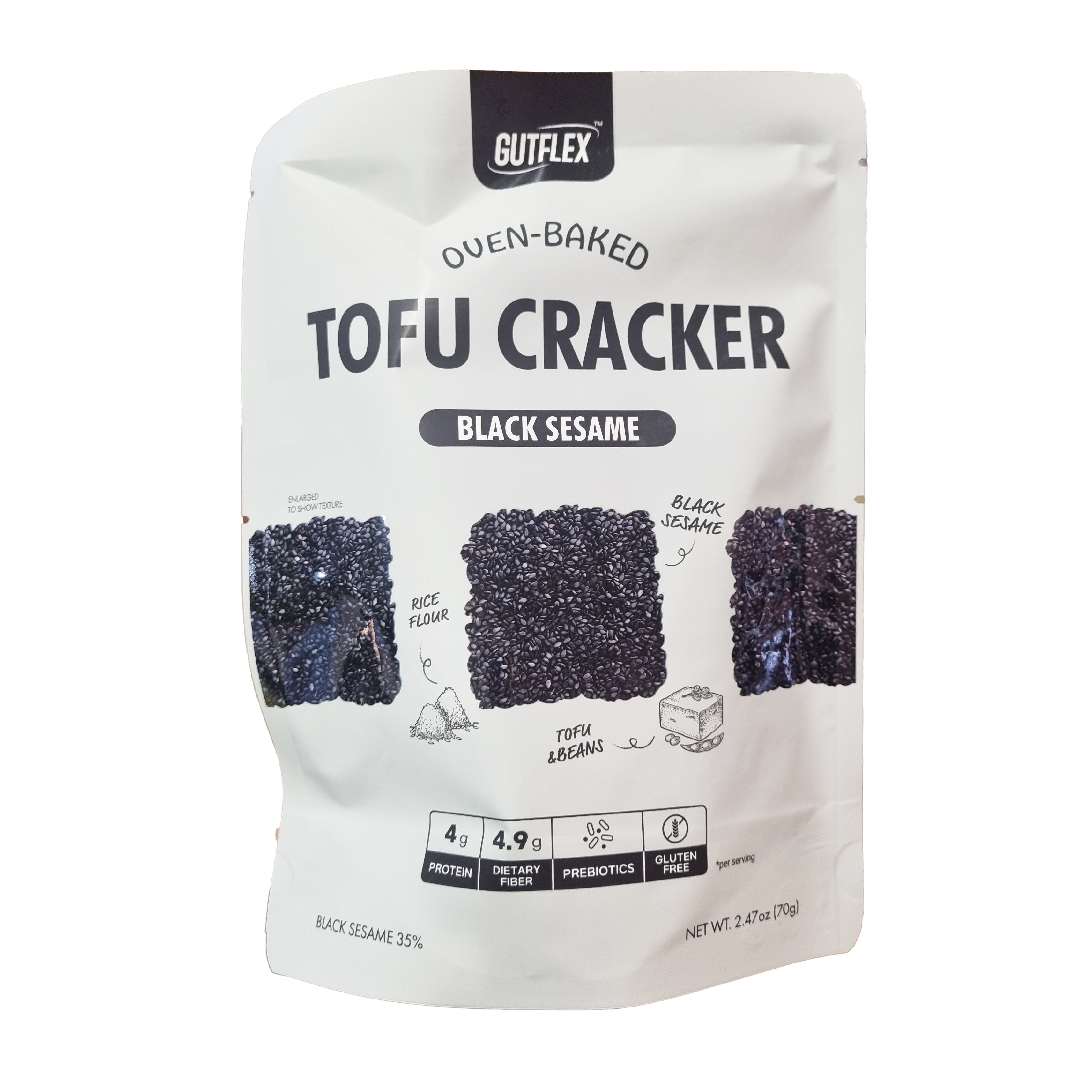 GUTFLEX Tofu cracker black sesame 두부크래커 흑임자 70g