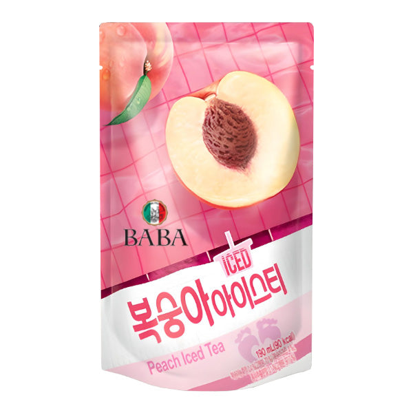 WOONGJIN Baba peach iced tea Pouch 바바 복숭아 아이스티 190ml