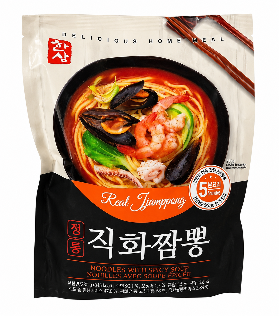 HANSANG Spicy Seafood Noodle Soup (Serve for 2) 한상 직화짬뽕 2인분 230g